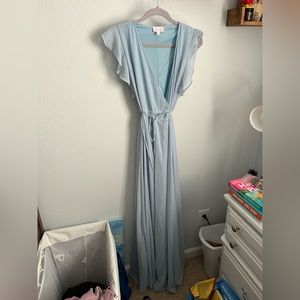 Pink lily Floor length light blue wrap dress